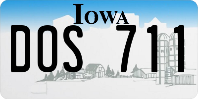 IA license plate DOS711