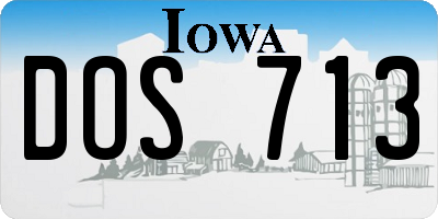 IA license plate DOS713