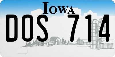 IA license plate DOS714