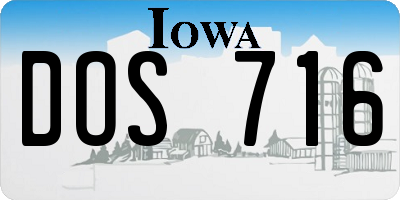 IA license plate DOS716