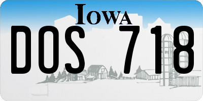 IA license plate DOS718