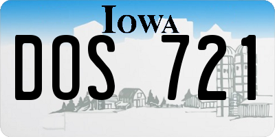 IA license plate DOS721