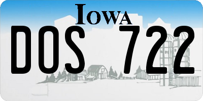 IA license plate DOS722