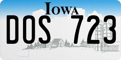 IA license plate DOS723