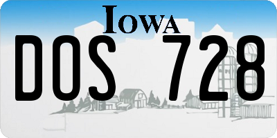 IA license plate DOS728