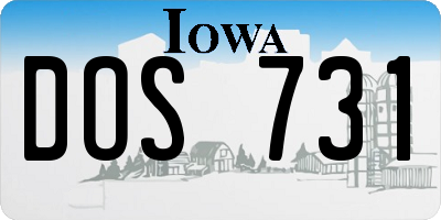 IA license plate DOS731