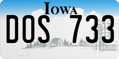 IA license plate DOS733