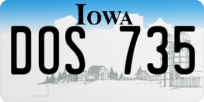 IA license plate DOS735