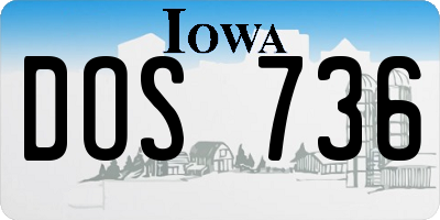 IA license plate DOS736