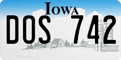 IA license plate DOS742