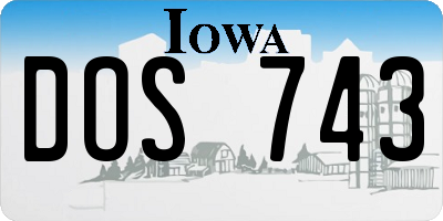 IA license plate DOS743