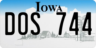 IA license plate DOS744