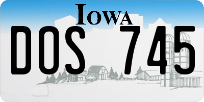 IA license plate DOS745