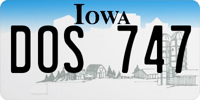 IA license plate DOS747