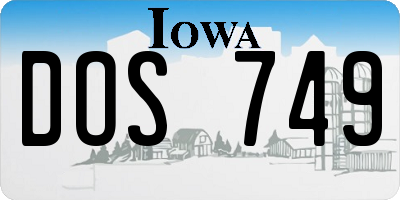 IA license plate DOS749
