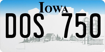 IA license plate DOS750