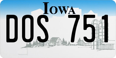 IA license plate DOS751