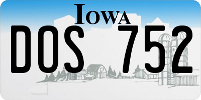 IA license plate DOS752