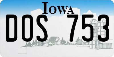 IA license plate DOS753