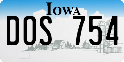 IA license plate DOS754