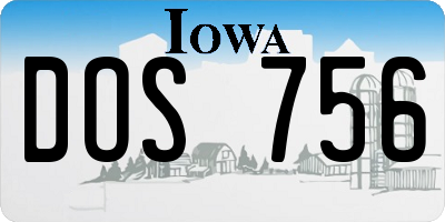 IA license plate DOS756