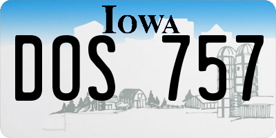 IA license plate DOS757
