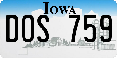 IA license plate DOS759