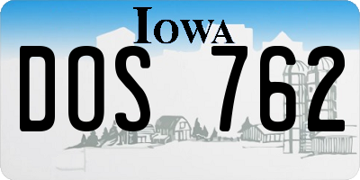 IA license plate DOS762