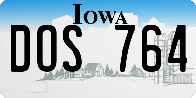 IA license plate DOS764
