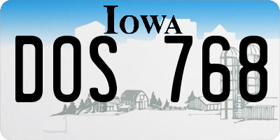 IA license plate DOS768