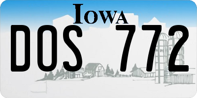 IA license plate DOS772