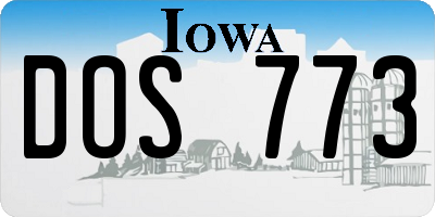 IA license plate DOS773