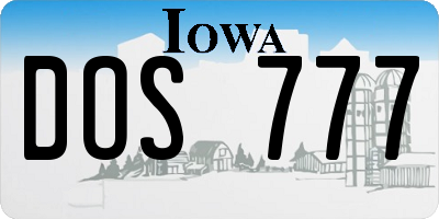 IA license plate DOS777