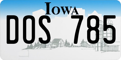 IA license plate DOS785
