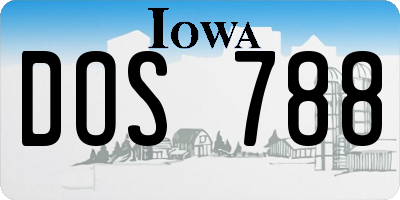 IA license plate DOS788