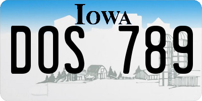 IA license plate DOS789