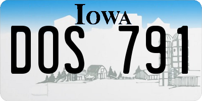 IA license plate DOS791