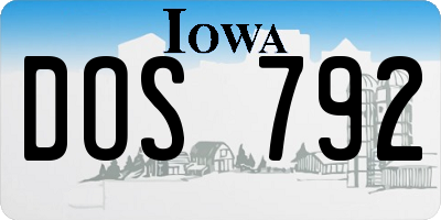 IA license plate DOS792