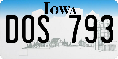 IA license plate DOS793