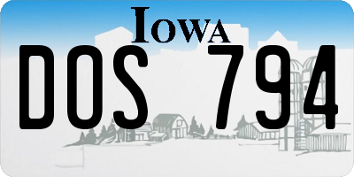 IA license plate DOS794