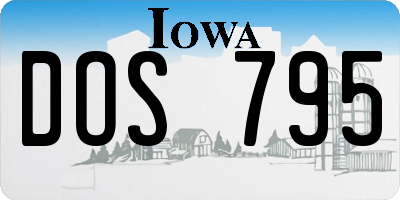 IA license plate DOS795
