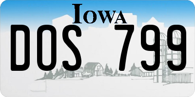 IA license plate DOS799