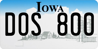 IA license plate DOS800