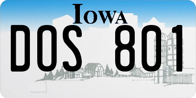 IA license plate DOS801