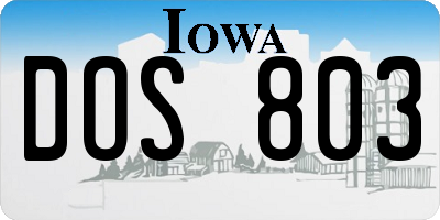 IA license plate DOS803