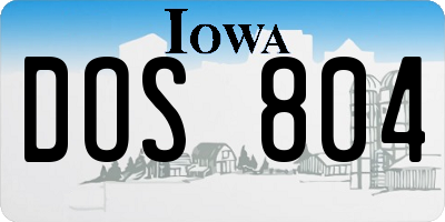 IA license plate DOS804