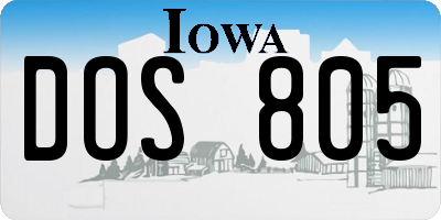 IA license plate DOS805