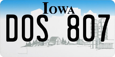 IA license plate DOS807