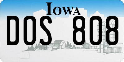 IA license plate DOS808