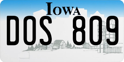 IA license plate DOS809
